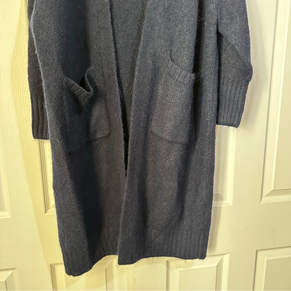 New Zara $69 Wool Blend Navy Blue Long Cardigan with Pockets Medium Large - Picture 13 of 13